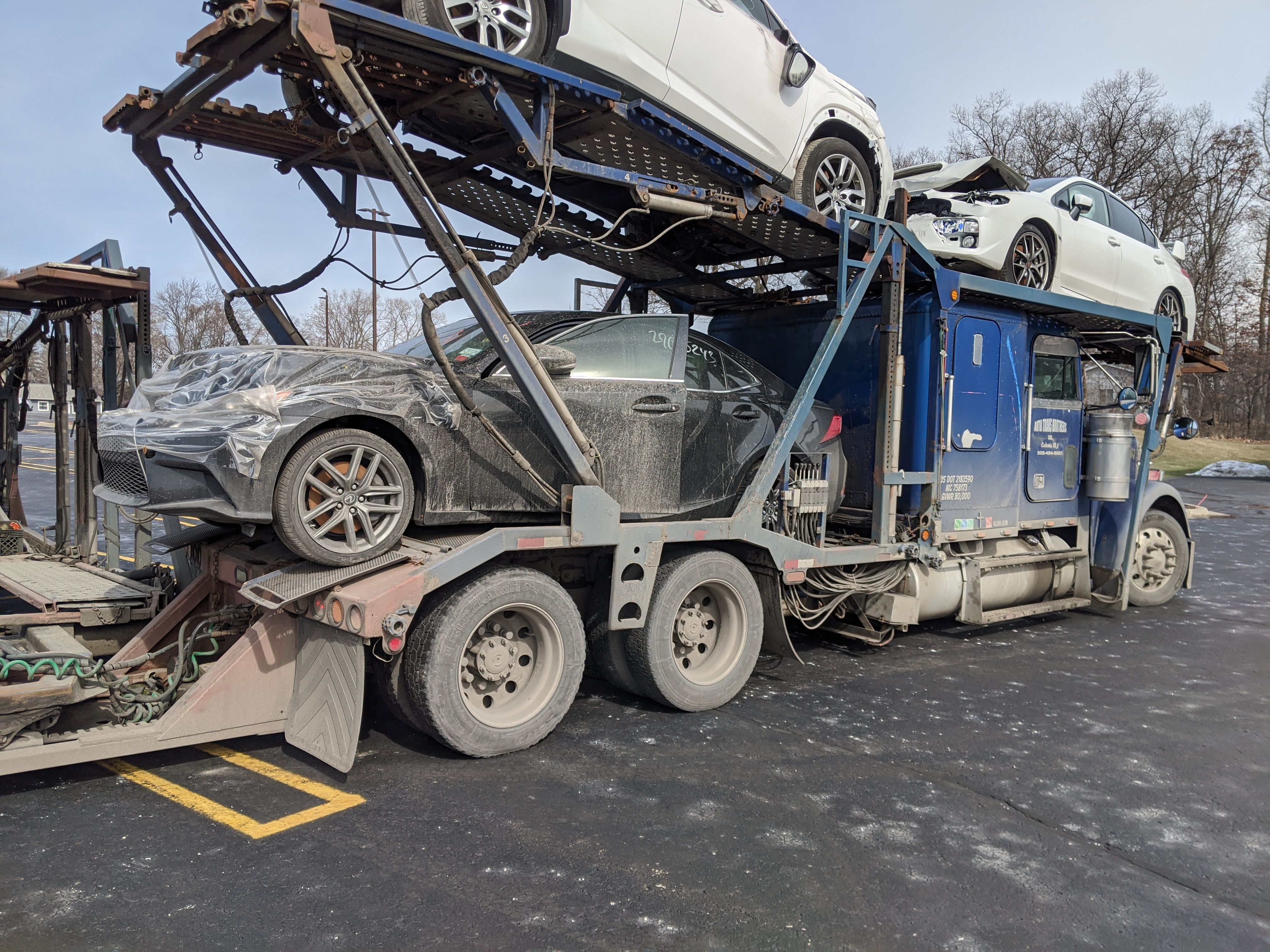 The car on the transport truck