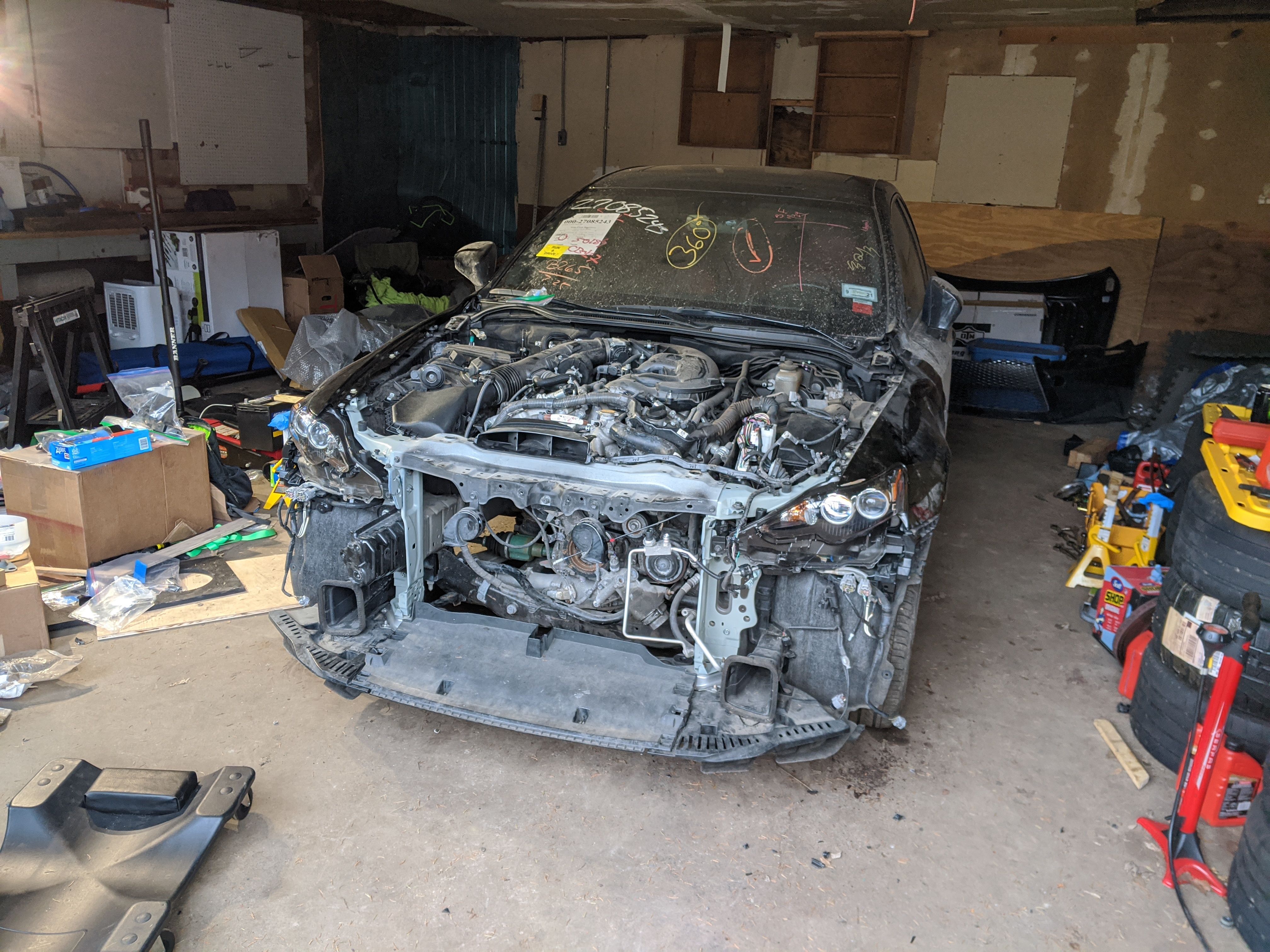 Fenders, headlights and core support installed