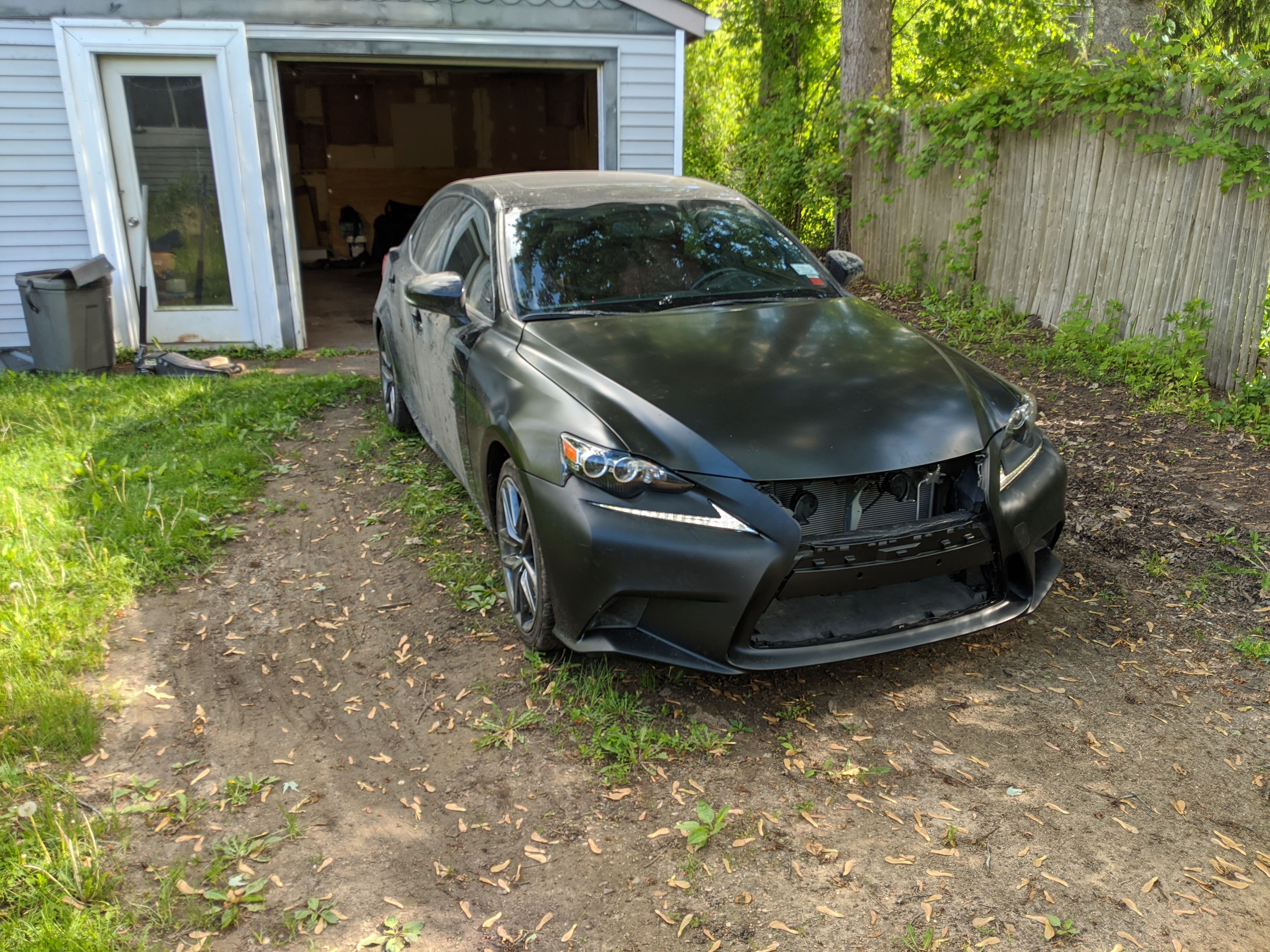 The mostly assembled car, ready for salvage inspection