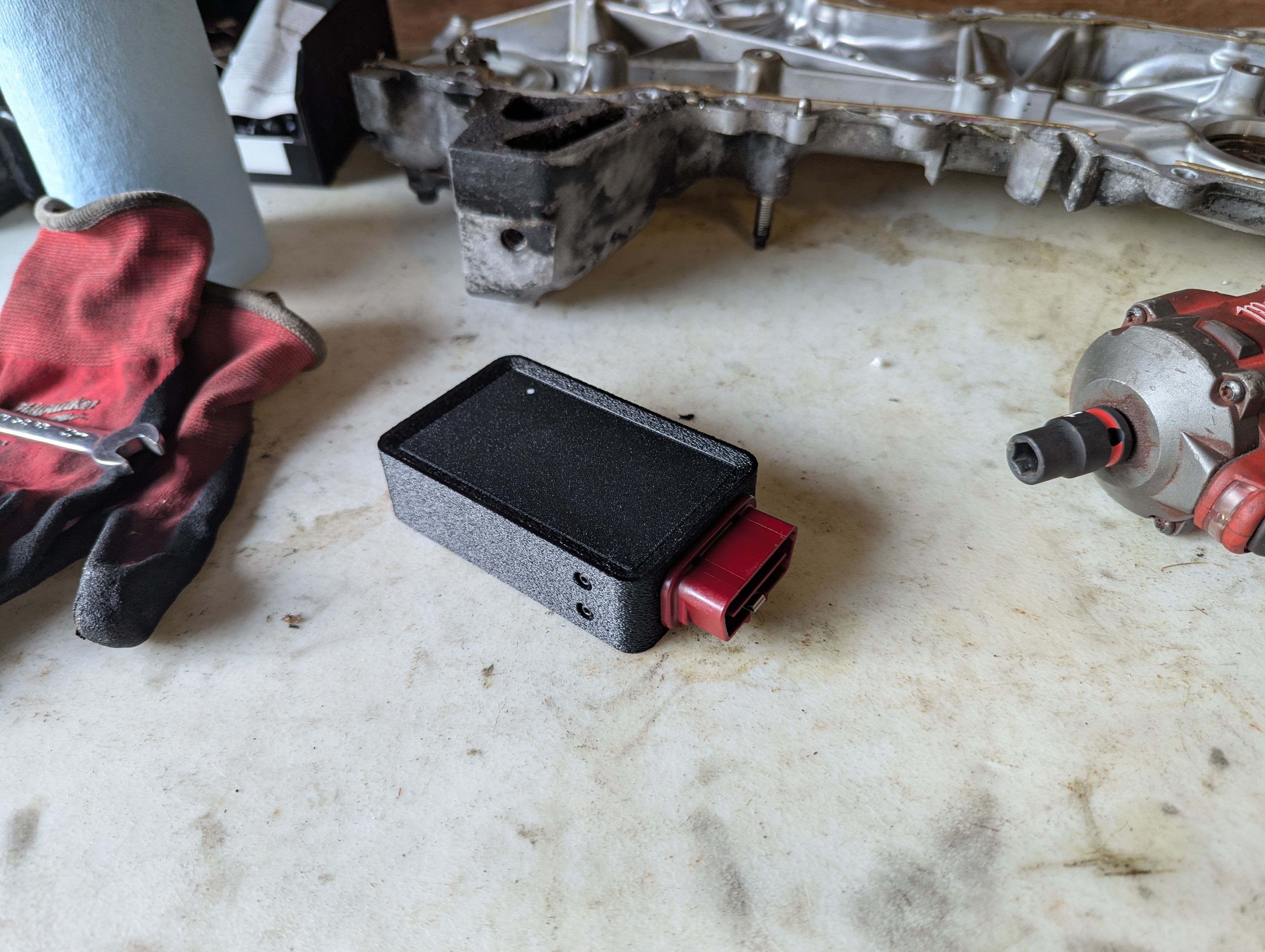 Three-quarter view of the OBD-2 scanner