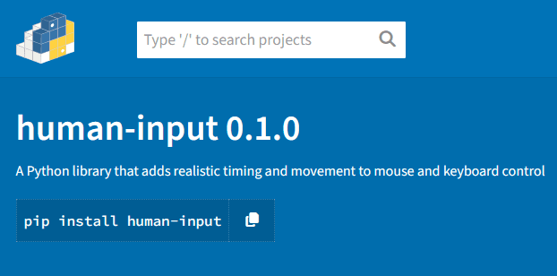 Screenshot of the Human Input library on PyPI